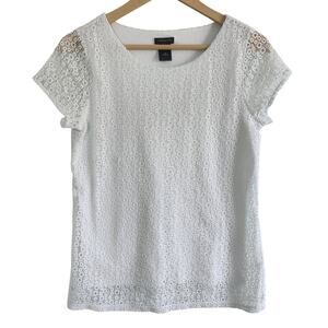 Ann Taylor Small Mint Green Geometric Lace Pullover Short Sleeve Top/T-shirt